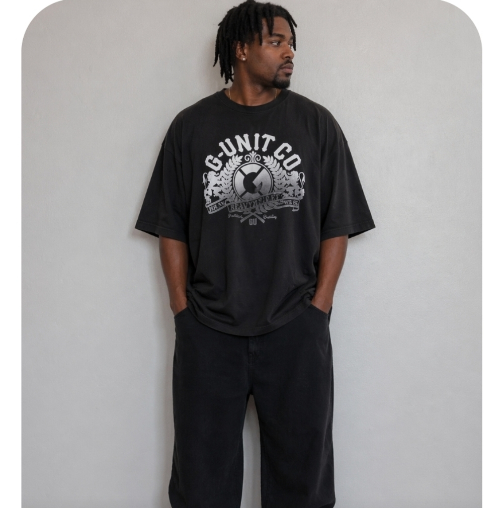 G-Unit Co Heavyweight Black T White Graphics 2XL